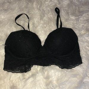 PINK padded black lace bralette💕